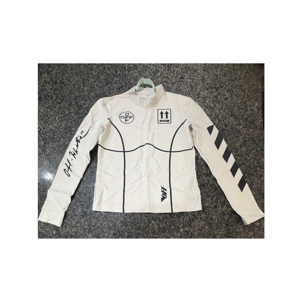Off-White Virgil Abloh Sport Long Sleeve Mock Neck Graphic Top Made‎ in Italy